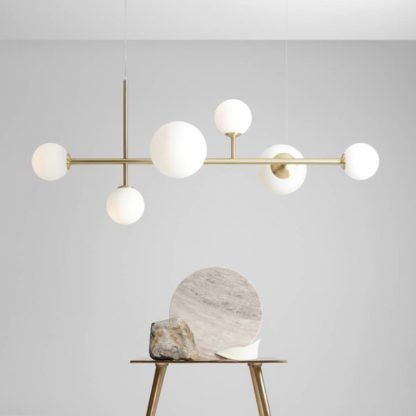 Lampa wisząca Dione 6 - mosiądz, lampa do salonu