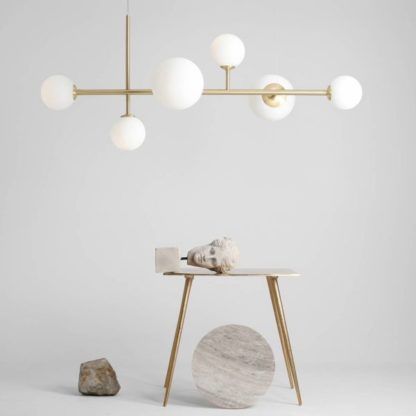 Lampa wisząca Dione 6 - mosiądz, lampa do salonu