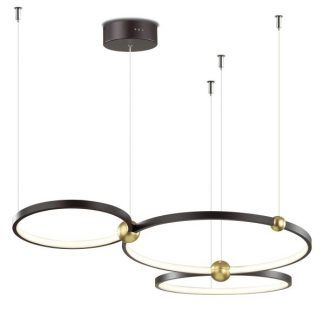 Potrójna lampa wisząca Aurora - czarne ringi LED