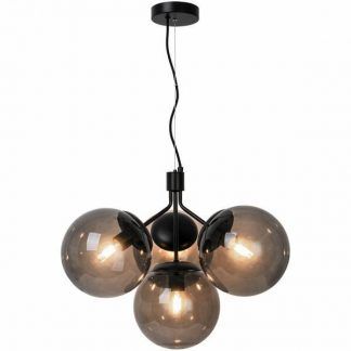 Czarna lampa wisząca Ivona 4 z dymionymi kloszami - oświetlenie do salonu, do jadalni