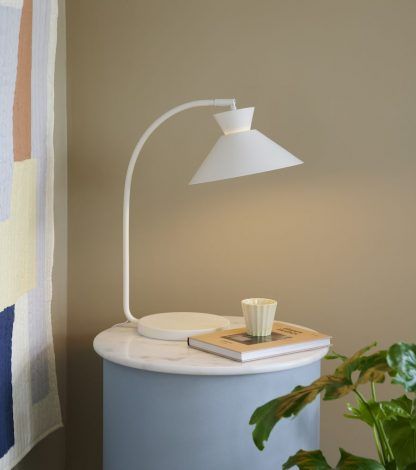 Lampa stołowa Dial - biała, na komodę, na biurko