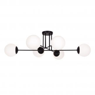 Lampa sufitowa Savoy - Kaja - czarny stelaż, mleczne klosze