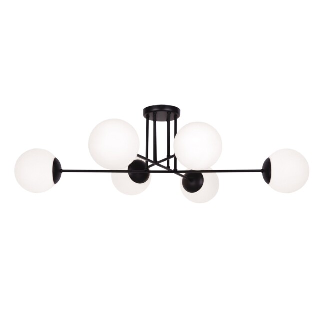Lampa sufitowa Savoy - Kaja - czarny stelaż, mleczne klosze