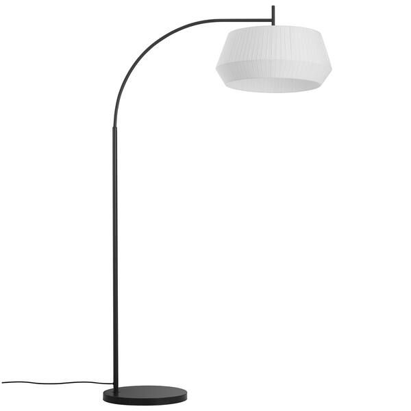 Biała lampa podłogowa Dicte - nad kanapę, nad stolik kawowy