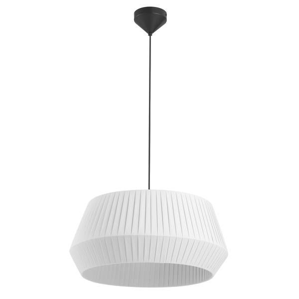 Duża lampa wisząca Dicte 53, biała, plisowany, bawełniany abażur