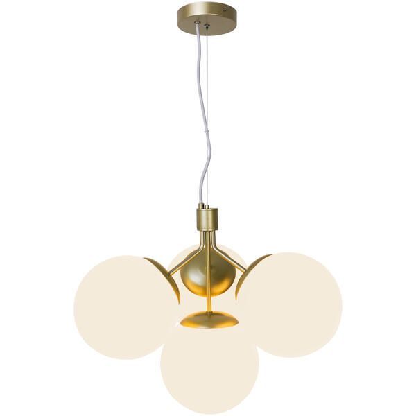 Lampa wisząca Ivona 4 ze złotym stelażem - mleczne kule