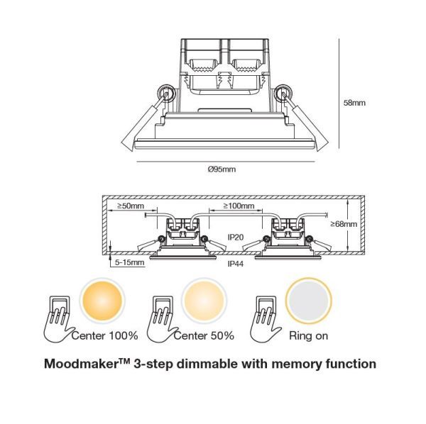 Oczko sufitowe Alec - Nordlux - czarne, z funkcją Moodmaker