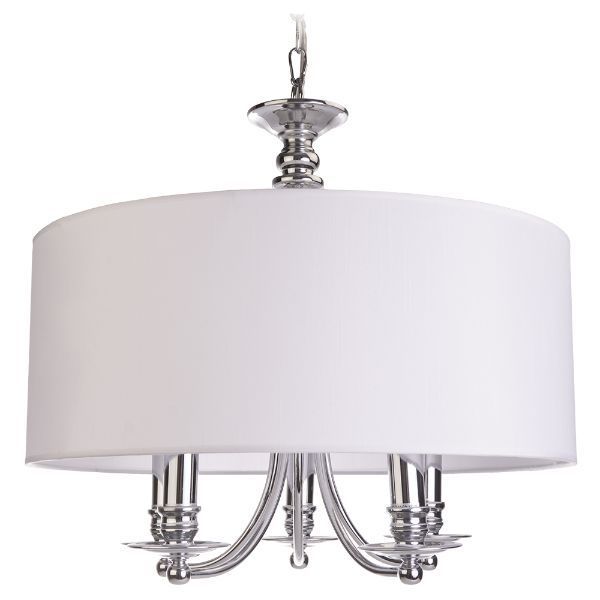 Srebrna lampa wisząca Abu Dhabi - mała, biały abażur