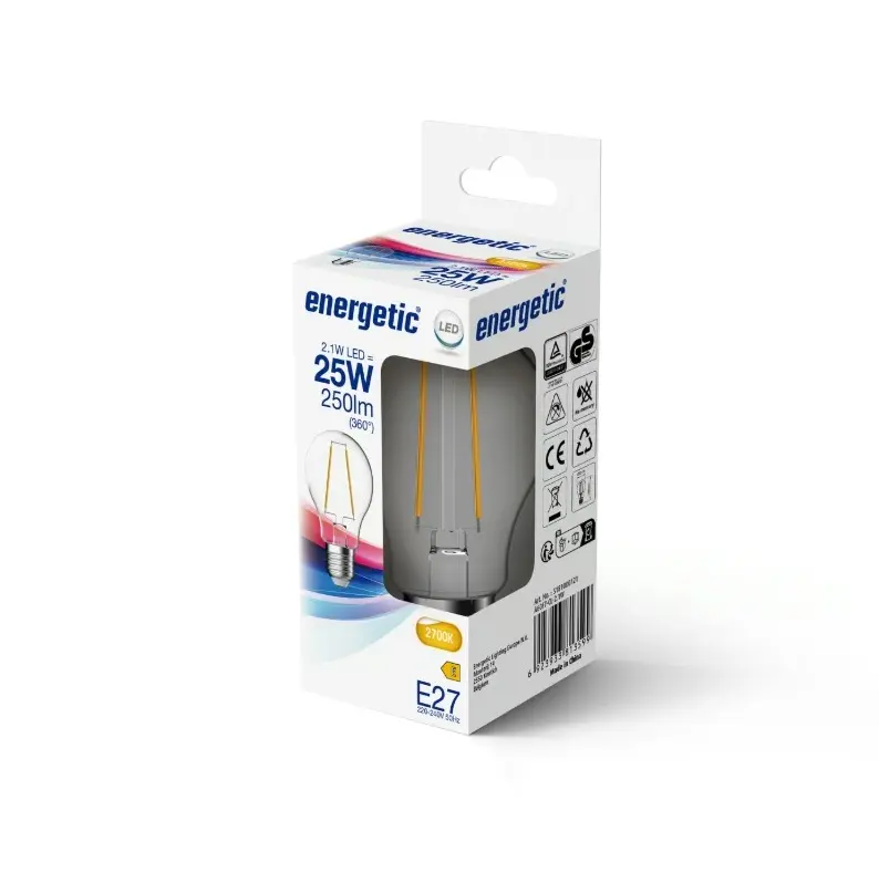 Żarówka LED E27 filament przezroczysta 250 lm Energetic A60