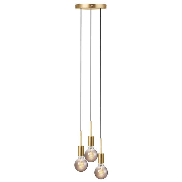 Złota lampa wisząca Paco - 3 oprawki, okrągła podsufitka, do salonu, do sypialni