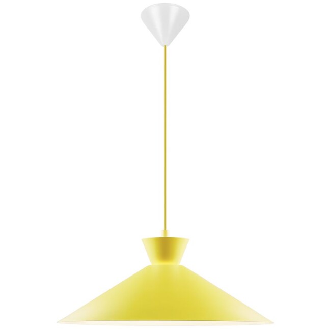 Żółta lampa wisząca Dial 45 - szeroki stożek, do kuchni, do jadalni