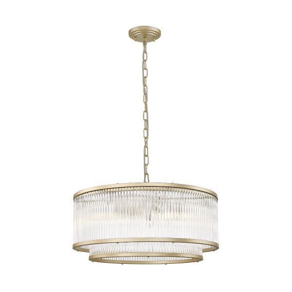 Lampa wisząca Sergio - podwójny klosz, złota