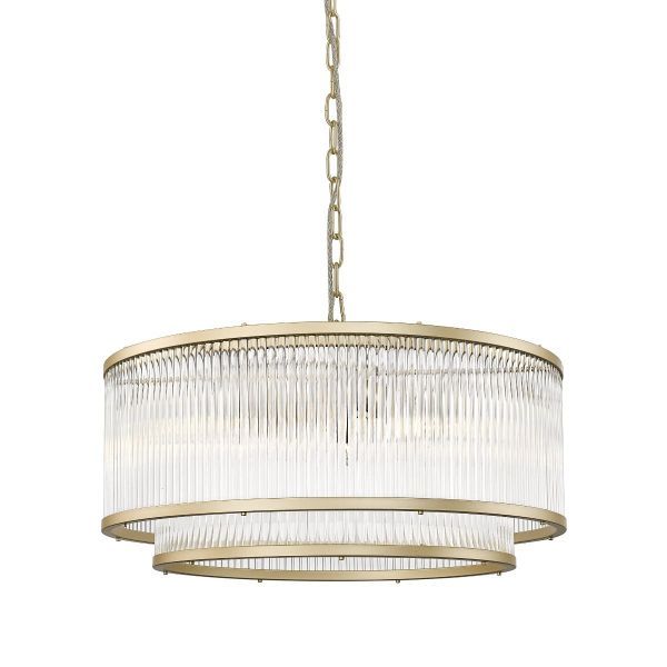 Lampa wisząca Sergio - podwójny klosz, złota