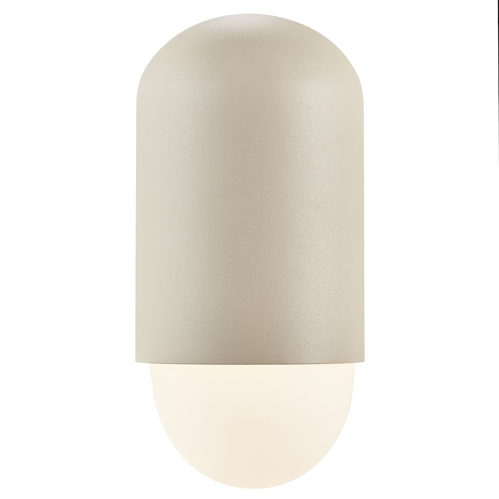 Nowoczesny kinkiet elewacyjny Heka - kremowa podstawa, szklany klosz, IP54