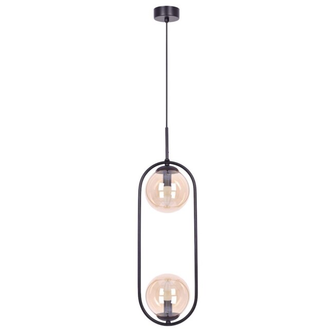 Lampa wisząca Venta K-5121 - bursztynowe klosze na owalnym stelażu - do salonu i jadalni