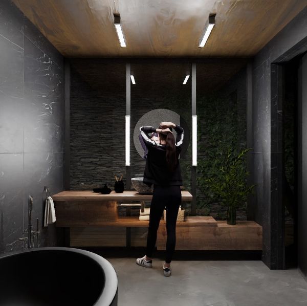 Czarna lampa sufitowa do salonu Ibros - LED, IP44, CCT