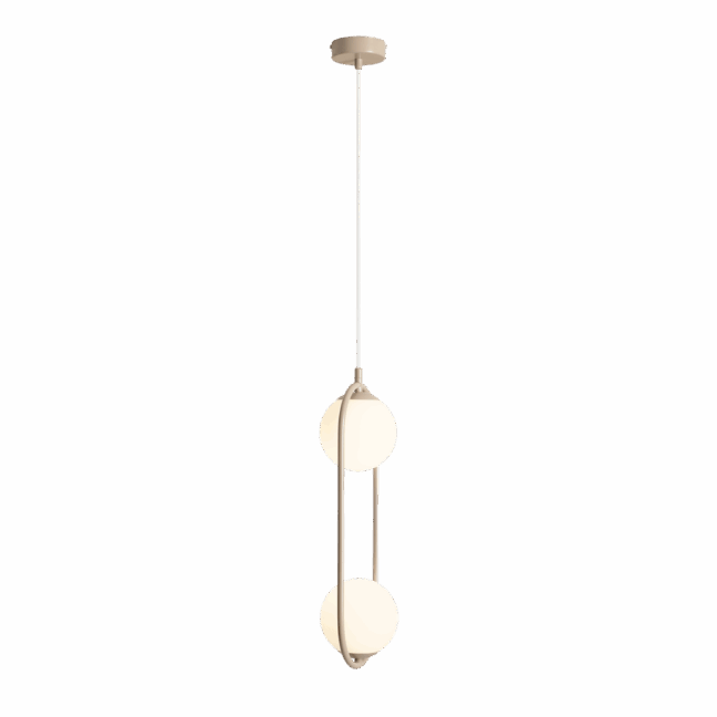 Beżowa wisząca lampa Riva 2 z szklanymi kloszami