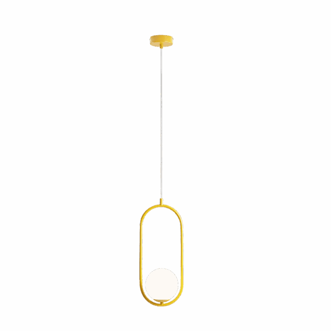 Wisząca lampa Riva 1 w kolorze musztardowym