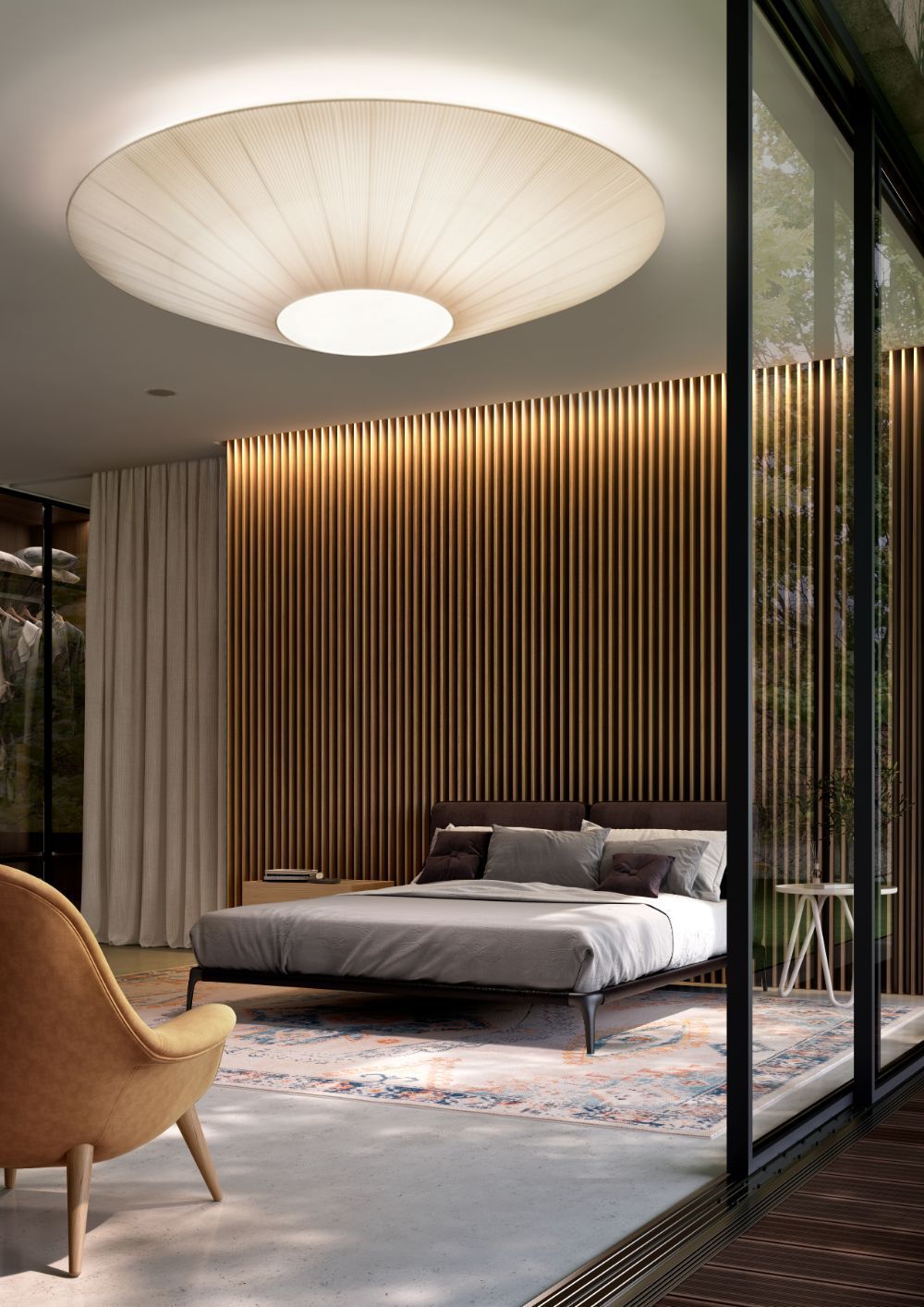 Biała, duża lampa sufitowa Siam 200