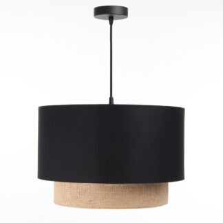 Czarna wisząca lampa w stylu boho z podwójnym kloszem