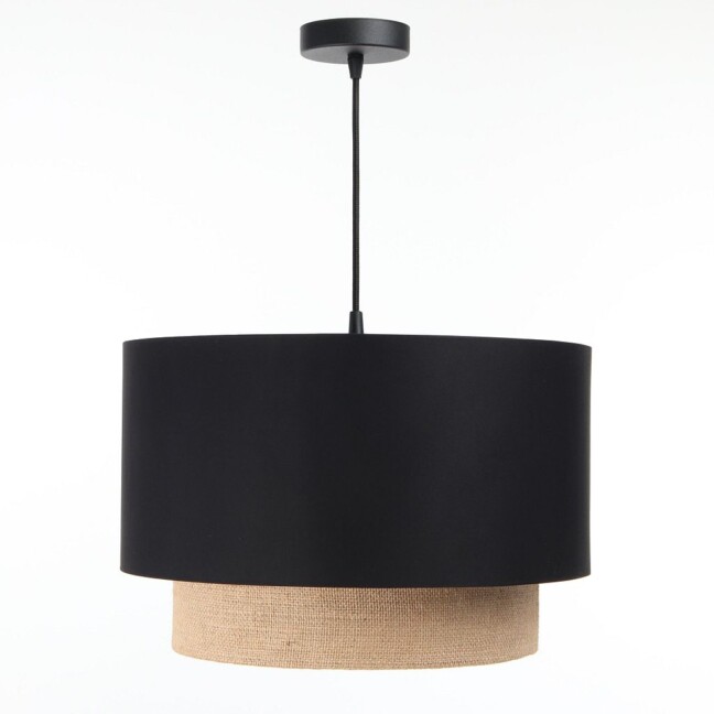 Czarna wisząca lampa w stylu boho z podwójnym kloszem