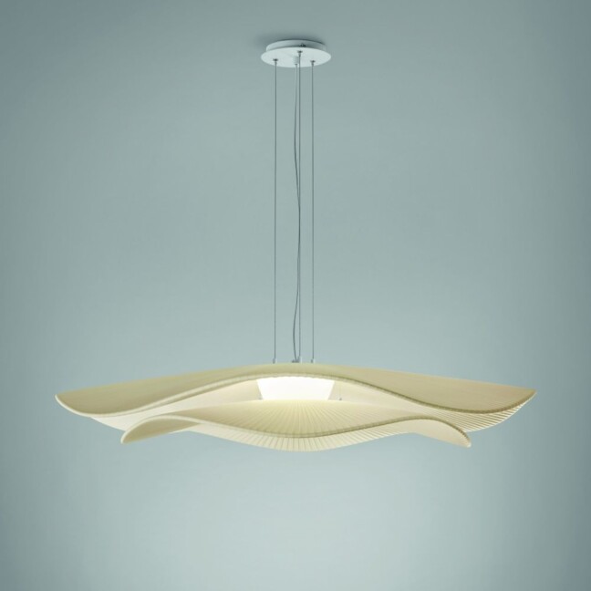 Elegancka wisząca lampa Mediterrània S/105.2 w kremowym kolorze z podwójnym kloszem