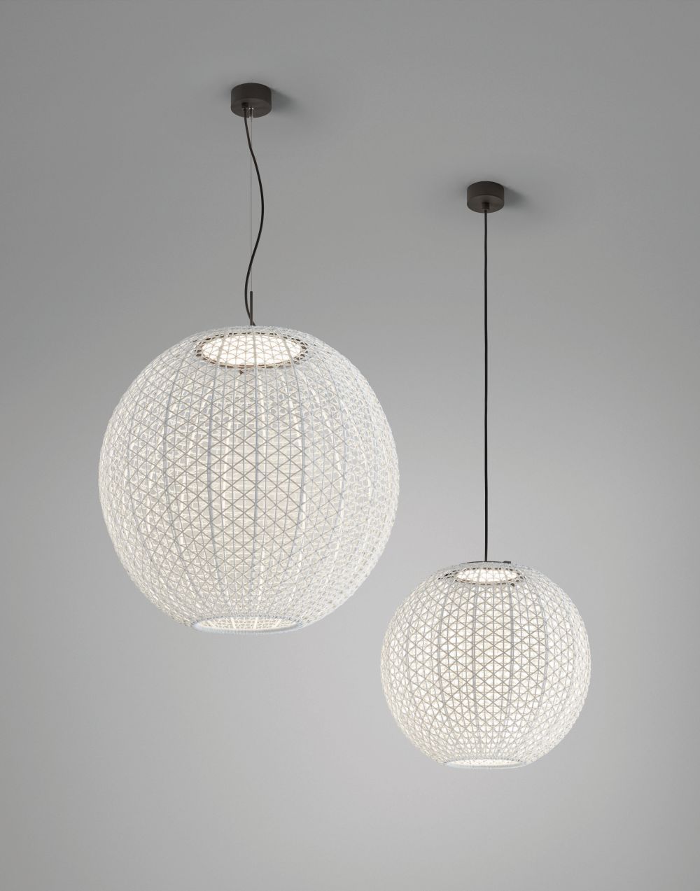 Beżowa lampa wisząca Nans Sphere S/60 Outdoor