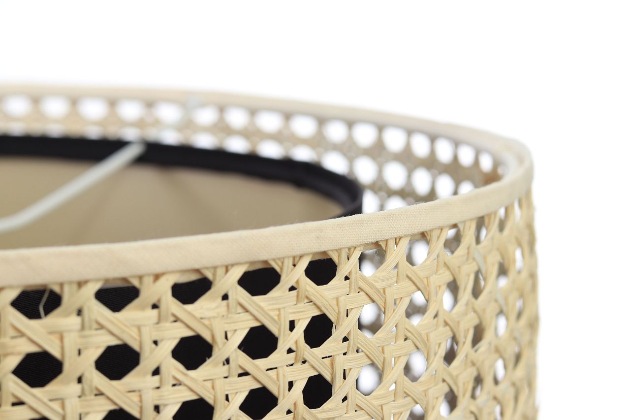 Wisząca lampa w czarnym kolorze z plecionym kloszem Rotang