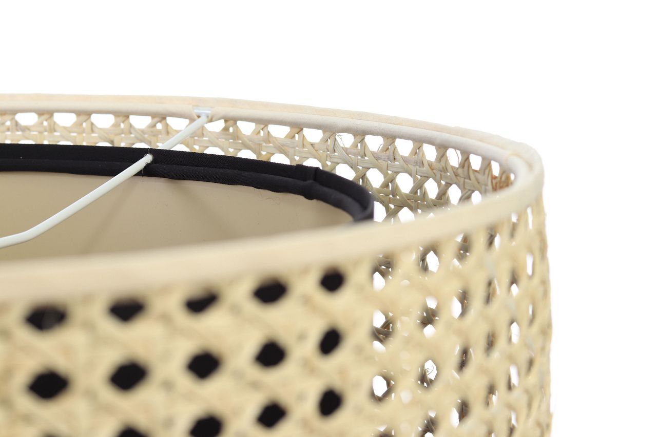 Wisząca lampa w czarnym kolorze z plecionym kloszem Rotang