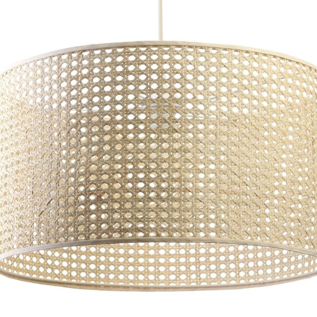 Wisząca lampa Meissa w stylu boho z plecionki z palmy rotangowej