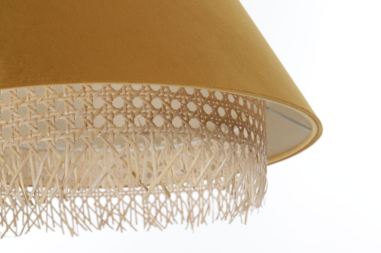 Żółta lampa wisząca z rattanu Sensei