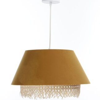 Żółta lampa wisząca z rattanu Sensei