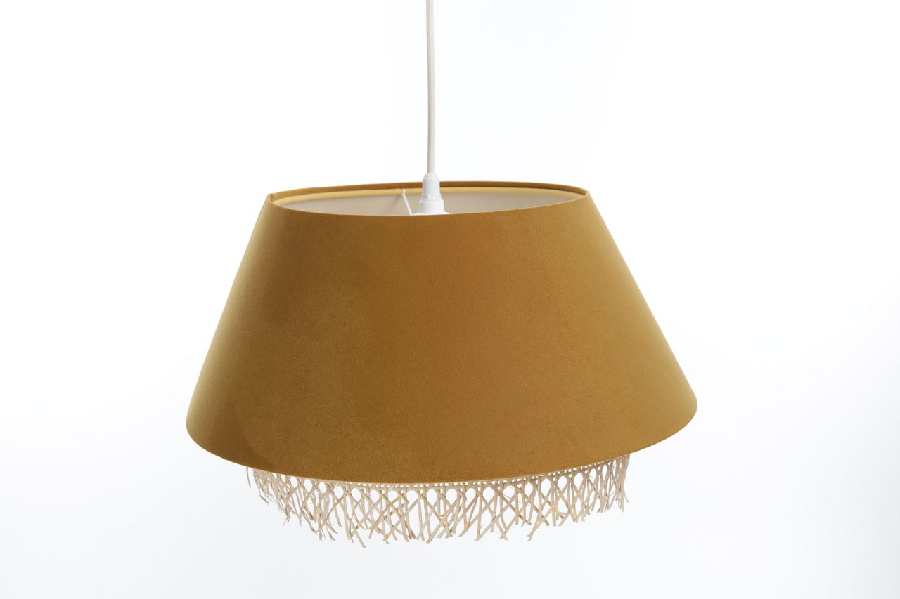 Żółta lampa wisząca z rattanu Sensei