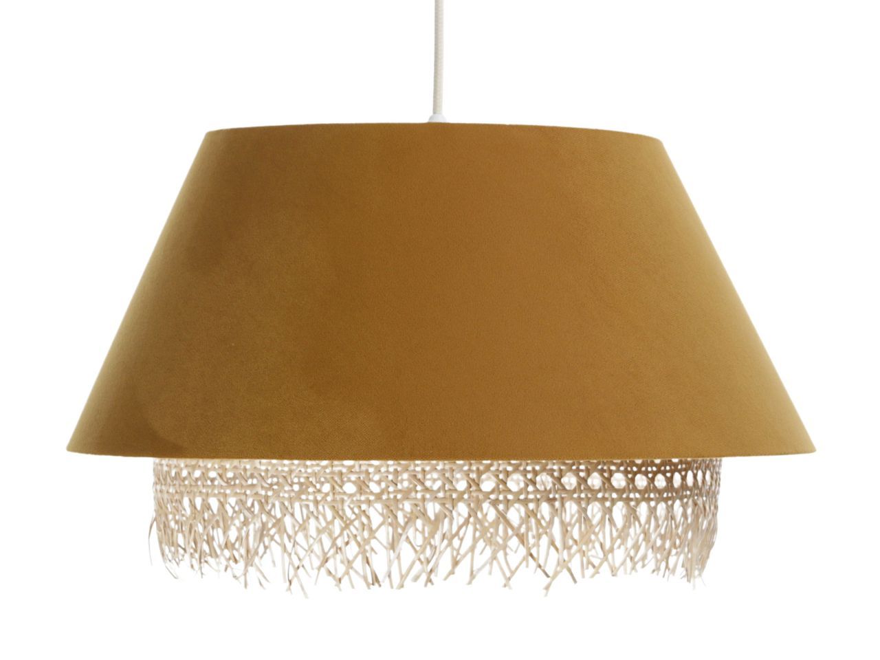 Żółta lampa wisząca z rattanu Sensei