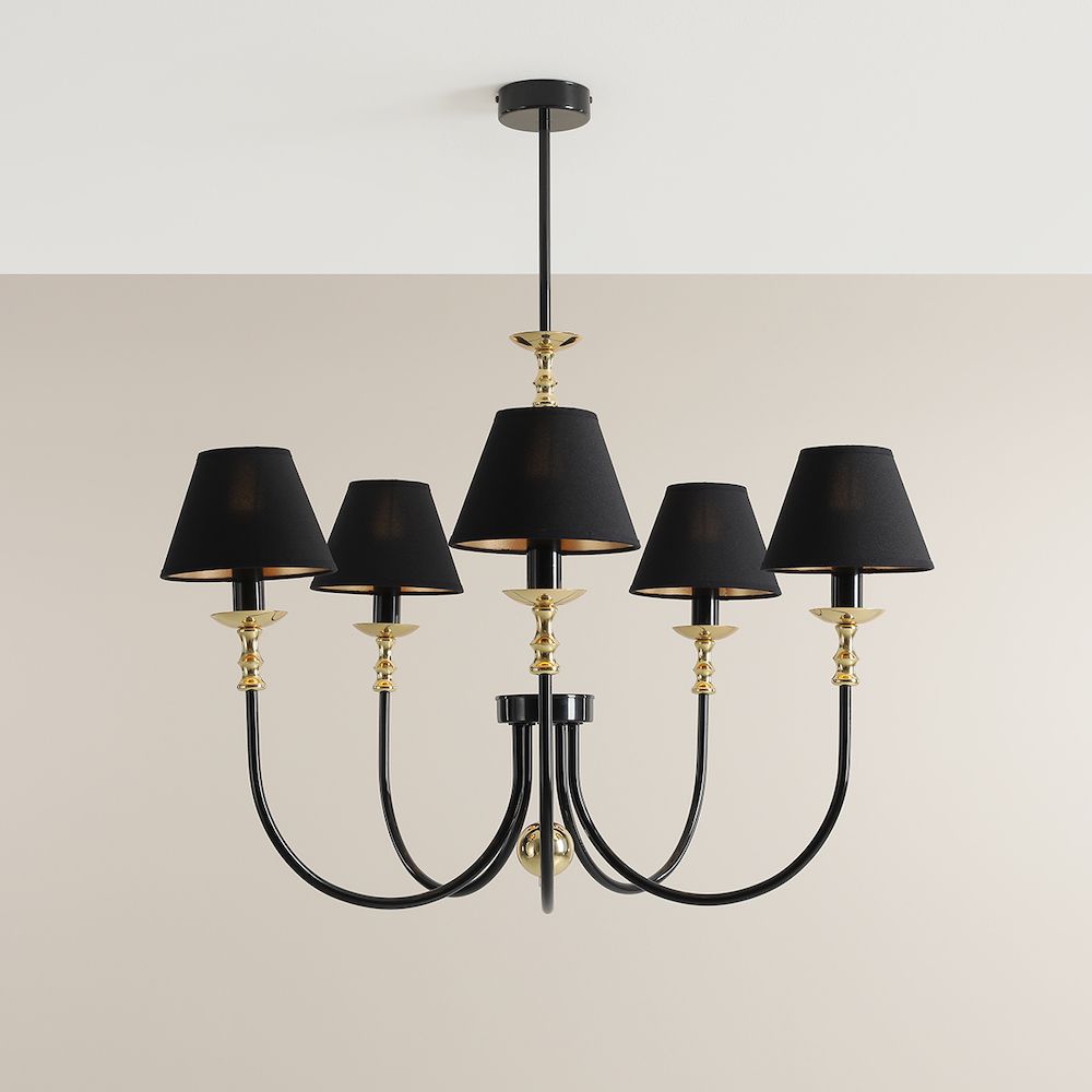 Stylowy żyrandol Roma 5 w eleganckim czarnym kolorze
