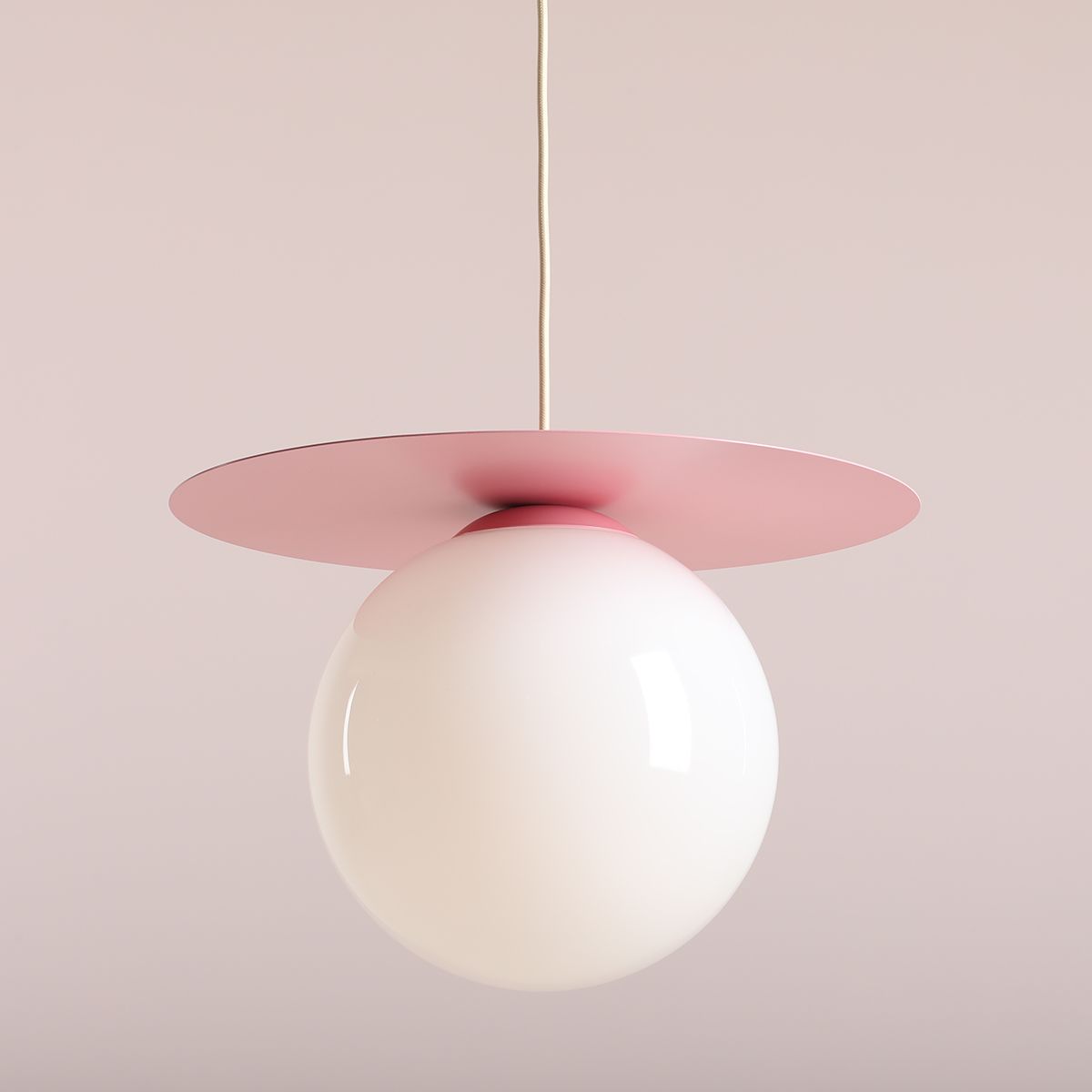 Duża, wisząca lampa Loop w kolorze pudrowego różu