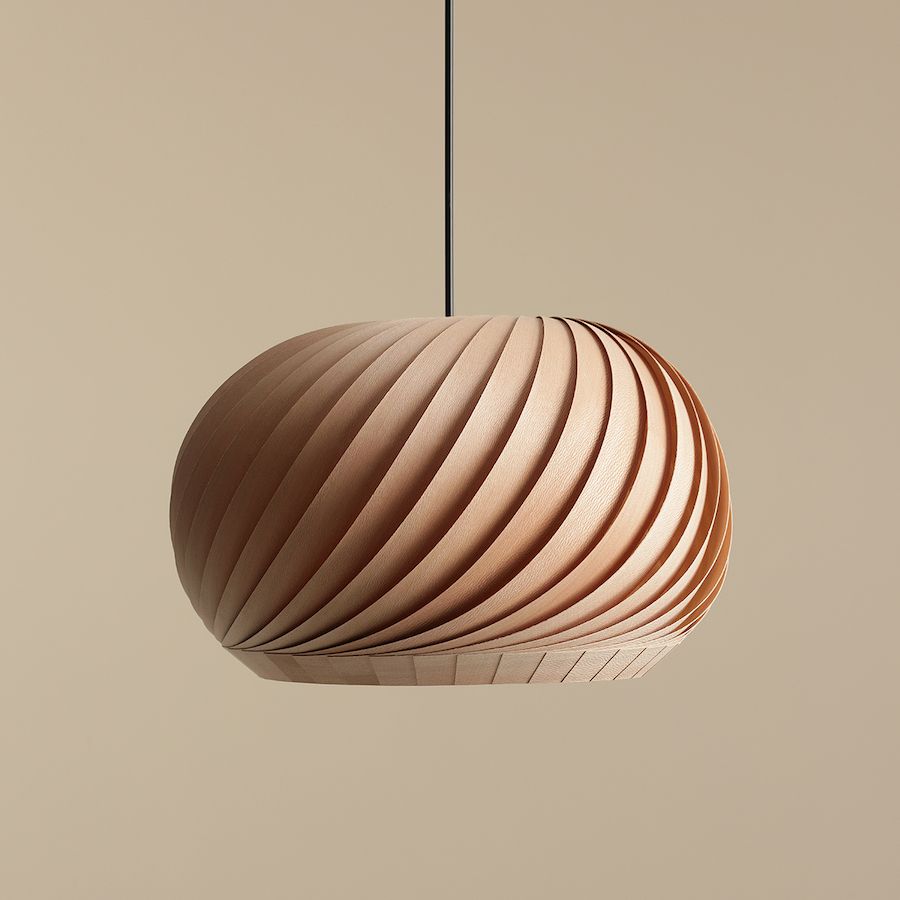 Wisząca lampa Nature Dark S wykonana z brązowego forniru