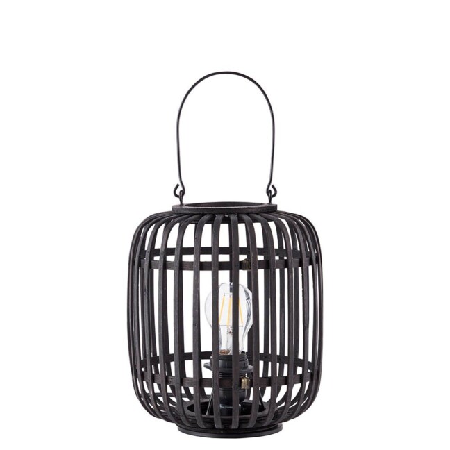 Czarna boho lampa stołowa Mathias z bambusa