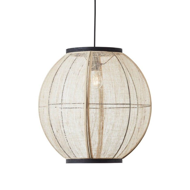Lniana lampa wisząca Zaire - do salonu w stylu japandi