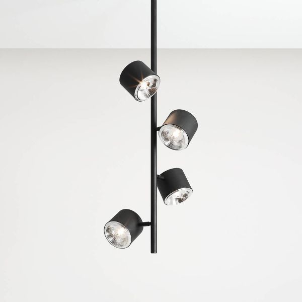 Czarna sufitowa lampa Bot 4 Vertical z regulowanymi kloszami