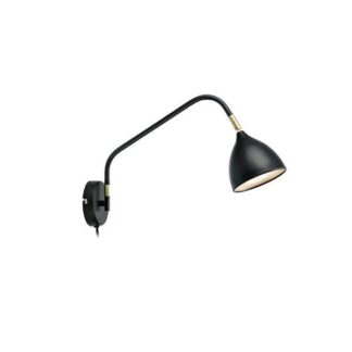 Czarny kinkiet Valencia z eleganckimi złotymi akcentami