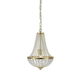 Elegancka złota lampa wisząca Granso z kryształkami