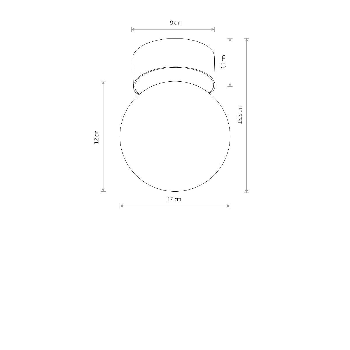 Złoty plafon Kier S z mlecznym kloszem