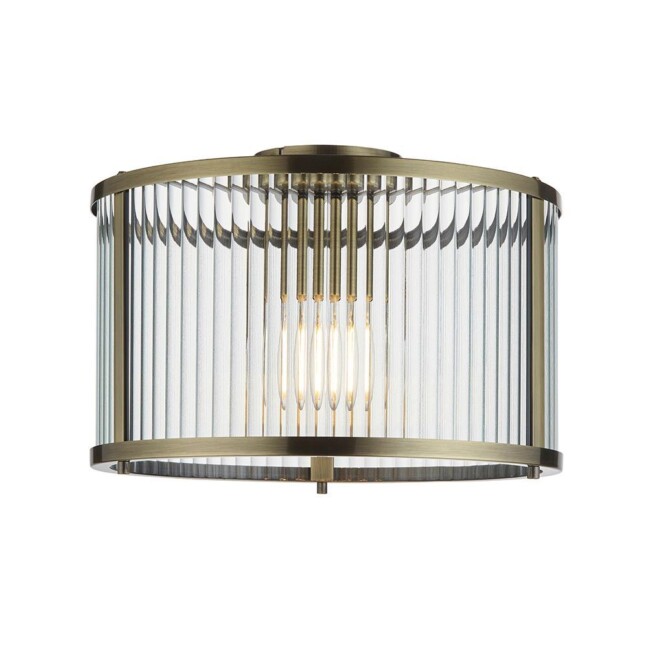 Lampa sufitowa Ridgeton z żebrowanego szkła, idealna do przedpokoju