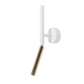 Biały kinkiet Stick z złotą głowicą