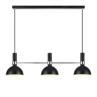 Wisząca lampa Larry w kolorze czarnym z trzema kloszami i chromowanymi detalami