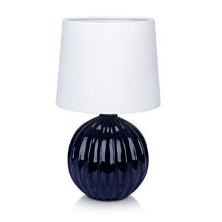 Granatowa lampa stołowa Melanie z białym abażurem