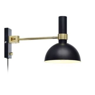 Stylowy kinkiet Larry w czarno-złotym wykończeniu ze ściemniaczem