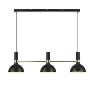 Podłużna czarna lampa wisząca Larry z eleganckimi złotymi akcentami