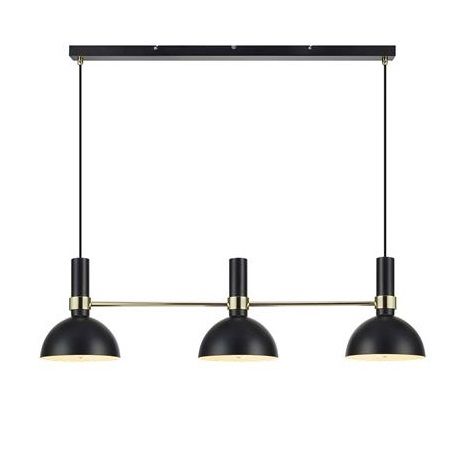 Podłużna czarna lampa wisząca Larry z eleganckimi złotymi akcentami